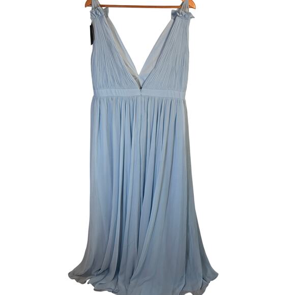 NEW IEENA BY MACDUGGAL Women's 55321 Sleeveless Pleated Deep V-Neck Chiffon Gown - Picture 7 of 7